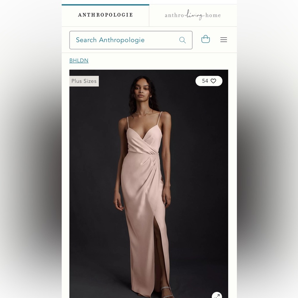 Anthropology [BHLDN] Long Satin Dress with Slit